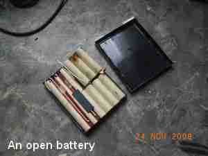 an opened battery